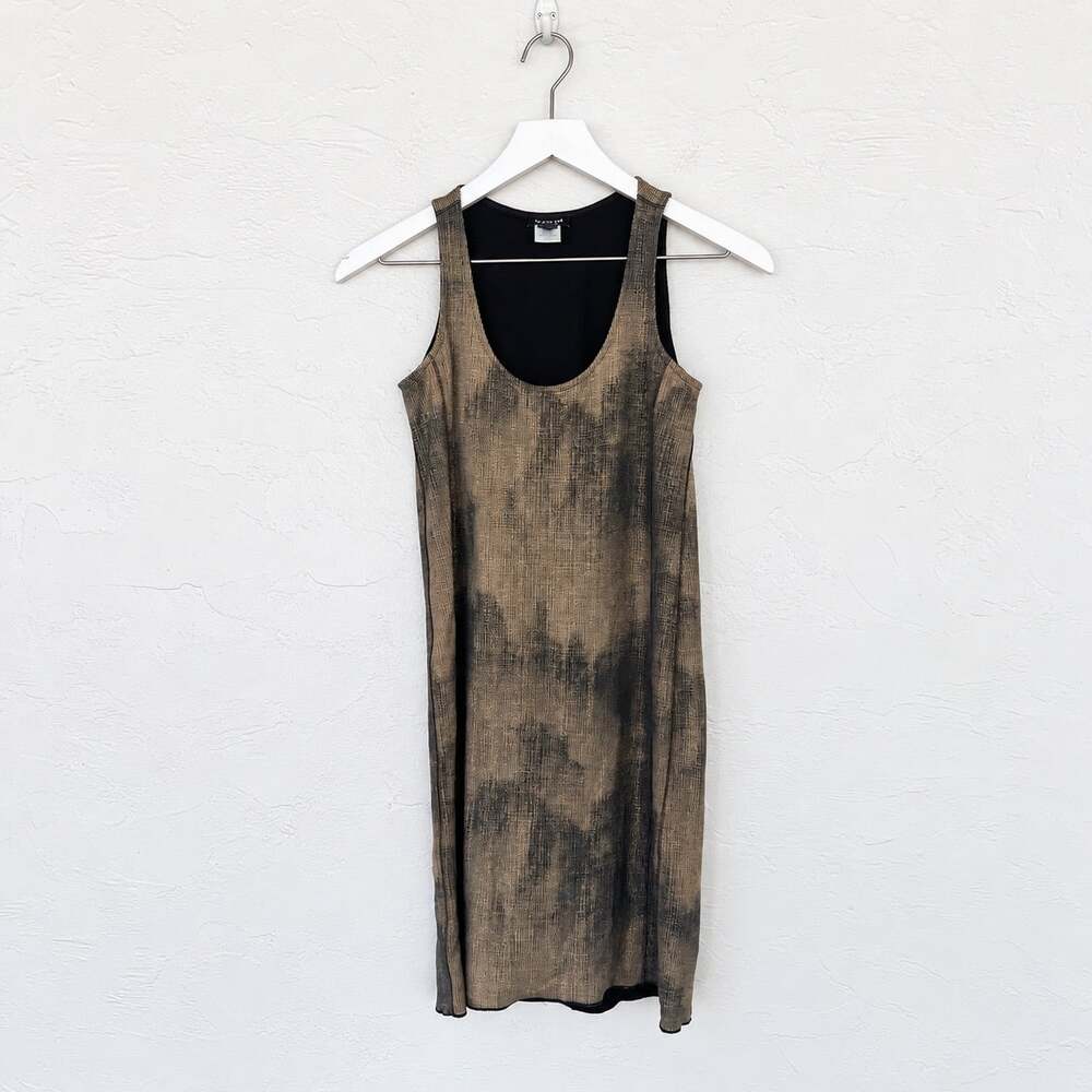WORTH New York Brown Black Abstract Stretch Knit Tank Dress X0 Artsy